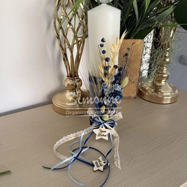 Lumânare personalizată în stil rustic elegant